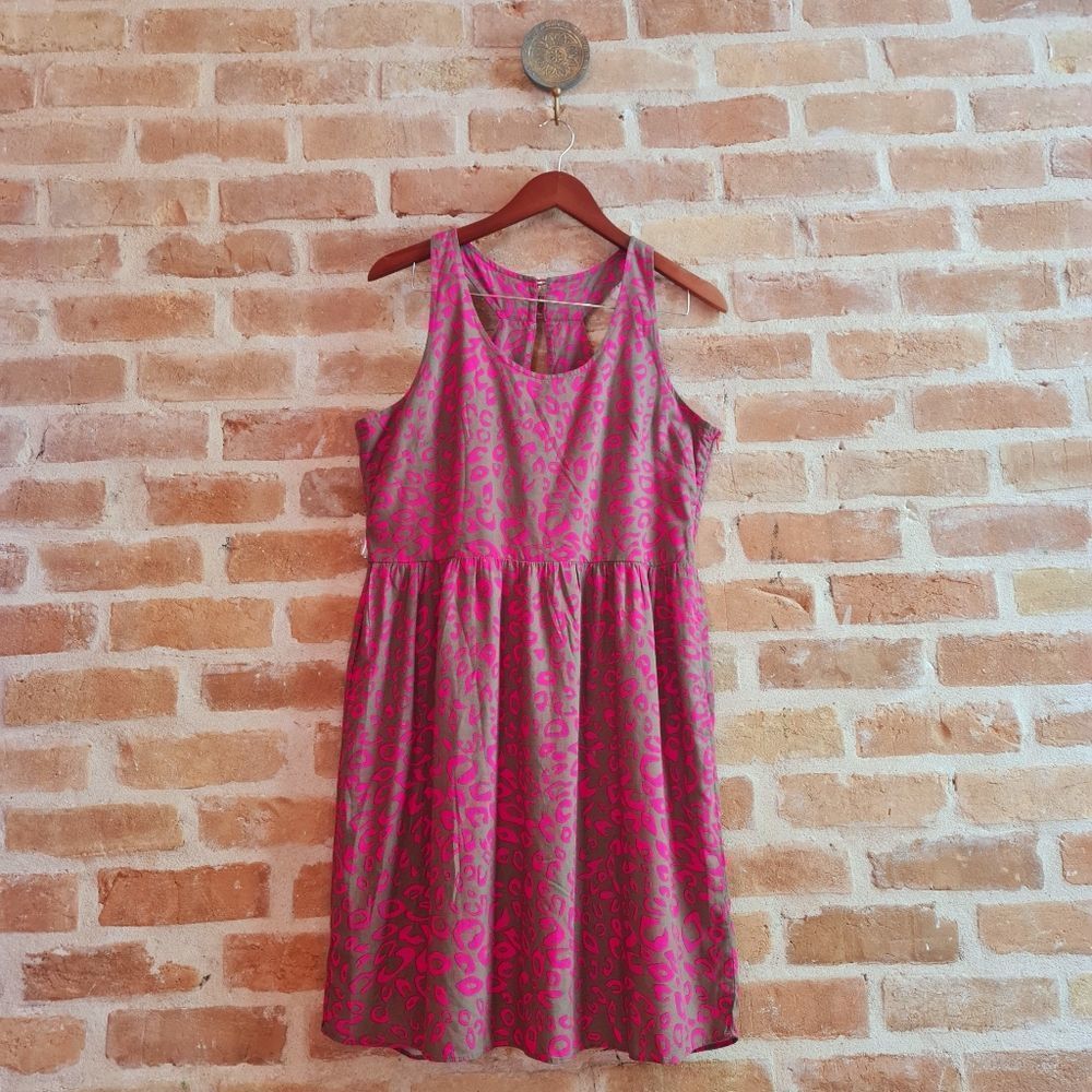Pink Cheetah Print Sleeveless Scoopneck Racerback Mini Dress By Escapada Size L